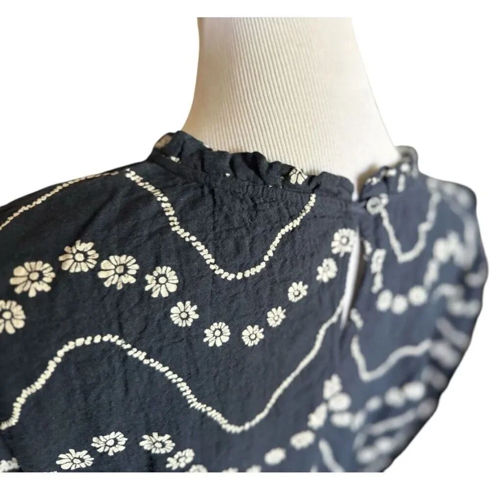 Womens Mark & Spencer M&S NavyโBlue Floral Print High Neck Maxi Dress - Sz 15 - Picture 3 of 3